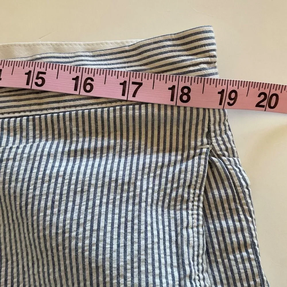 J Crew Seersucker Navy Blue White Striped Chino Preppy Shorts Mens Sz 36 Y2K